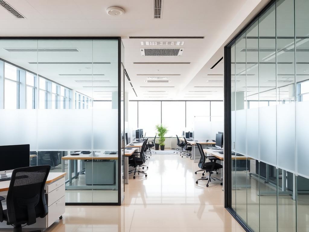 Divisórias corporativas em escritório moderno