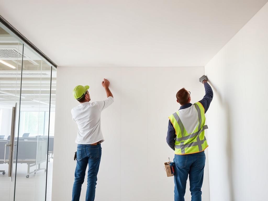 Instalação de drywall em ambiente corporativo