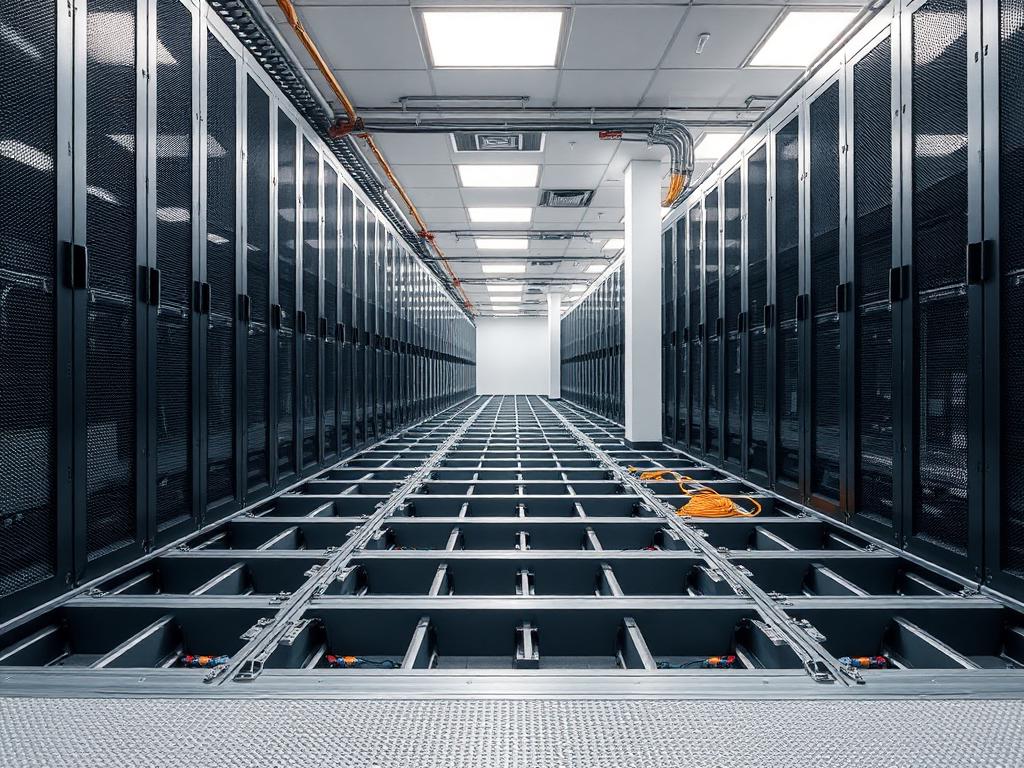 Piso elevado em data center corporativo